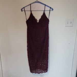 Bardot Red Slip Midi Dress Spaghetti Strap